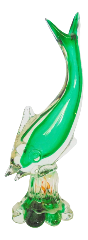 Mid-Century Green Murano Glass Fish Figure