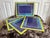 Set of four vibrant blue and green Pimpernel placemats with cork lined bottoms. Perfect for anyone who loves a statement...