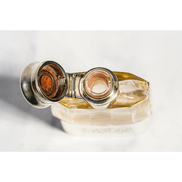 Miniature Antique Gorham Faceted Crystal Antique Sterling Silver Flask For Sale - Image 4 of 15