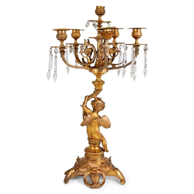 Late 19th Century Louis XV Style Gilt Bronze Cupid Candelabrum For Sale - Image 5 of 5