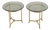 Pair of Brass & Glass Round End Tables For Sale