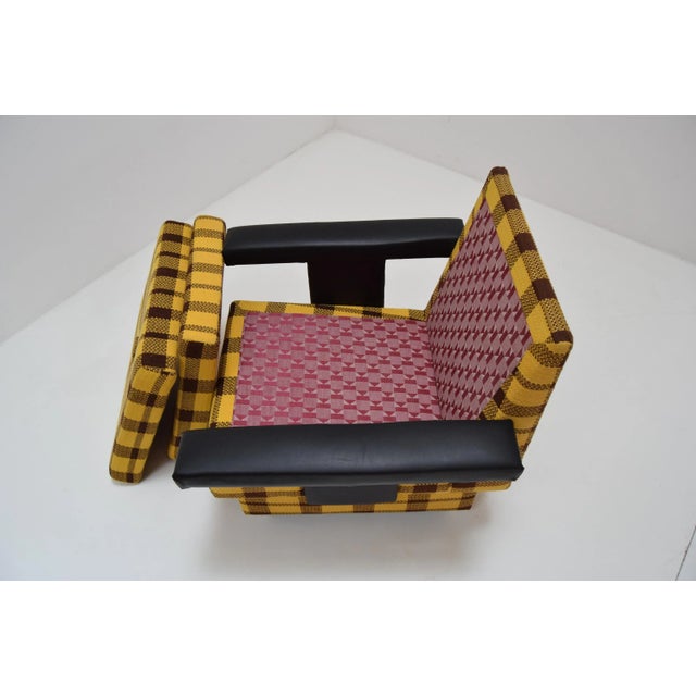 Black MId-Century Armchair with Wheels, 1970s For Sale - Image 8 of 12