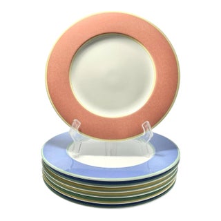 Fitz & Floyd “Correlations” Set of 7 Porcelain Dinner Plates For Sale