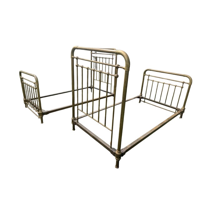 Late 19th Century Whitcomb Metallic Bedstead Co. Heavy Brass Twin Beds - A Pair For Sale - Image 10 of 18