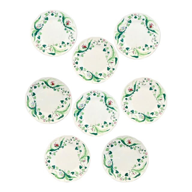 Set of 8 Antique Creil et Montereau Muguet Plates For Sale