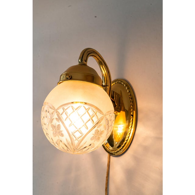 Antique Wall Lamps with Cut Glass Shades, 1890s, Set of 2 For Sale - Image 18 of 18