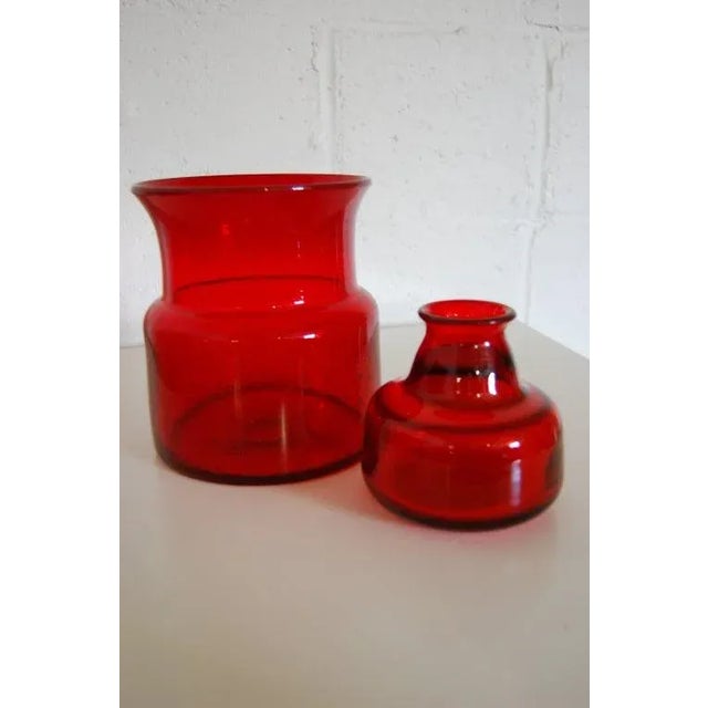 Red Vintage Erik Höglund Signed Ruby Red Swedish Art Glass Vase for Boda C. 1960 For Sale - Image 8 of 9