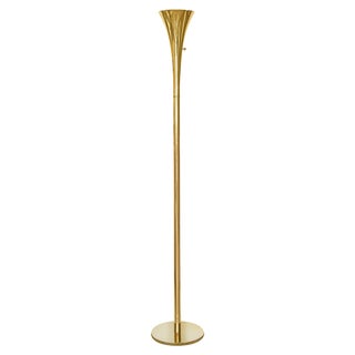 Brass Torchiere Floor Lamp by Laurel For Sale