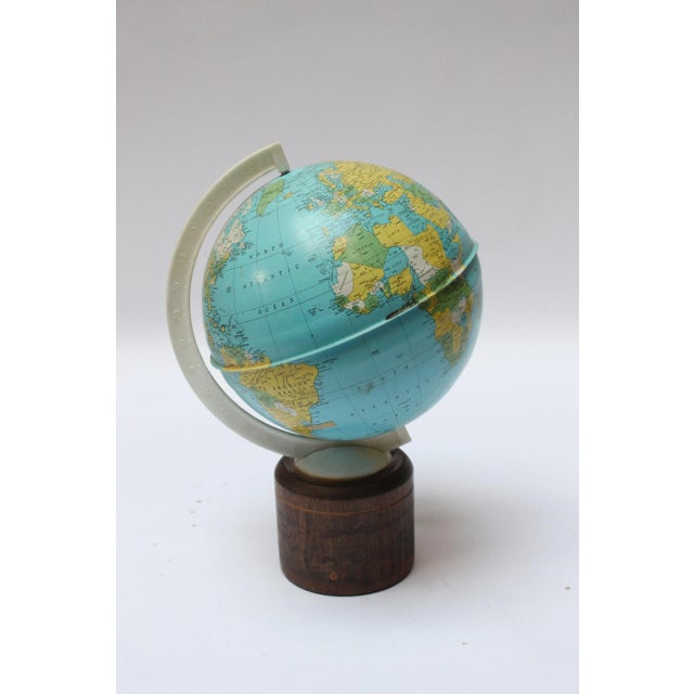 Mid-Century American Modern Tin Litho Globe With Cork Base For Sale - Image 4 of 13