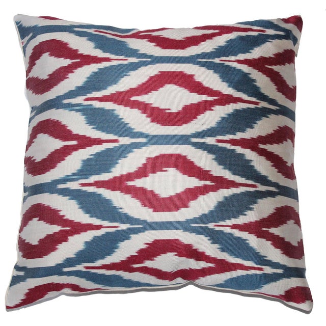 Textile Contemporary Silk Ikat Pillow Cover Bohemian Pillow For Sale - Image 7 of 8