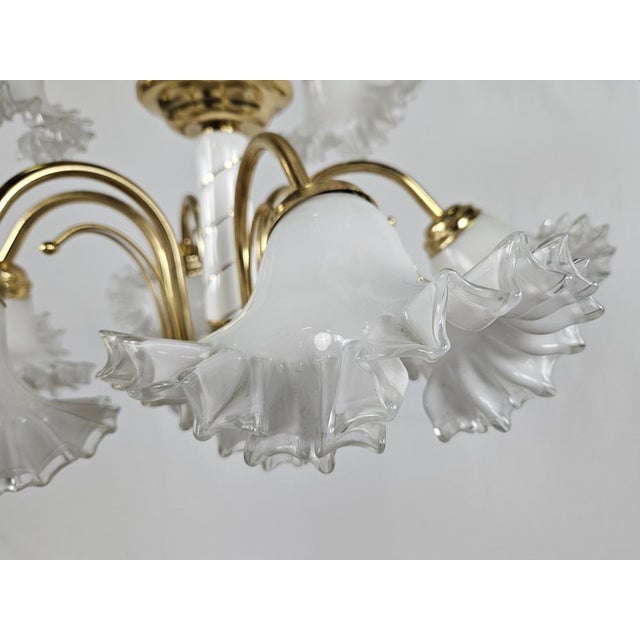 Large Ceramic Chandelier in Brass and Murano Glass, Italy, 1970s For Sale - Image 6 of 18