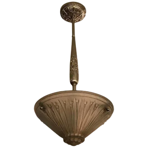French Art Deco Frosted Glass Pendant Chandelier by Verrerie Des Vosges