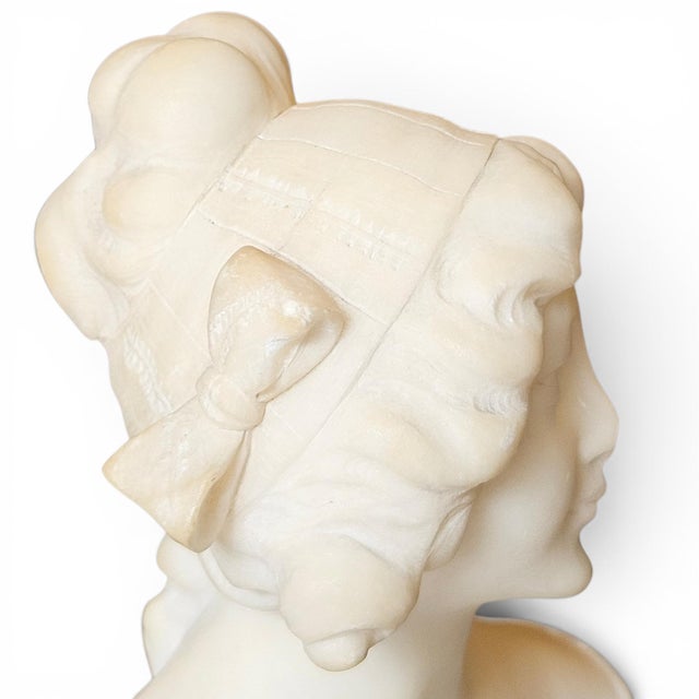 Antique Italian Polychrome Carved Alabaster Portrait Bust of a Lady For Sale - Image 11 of 15