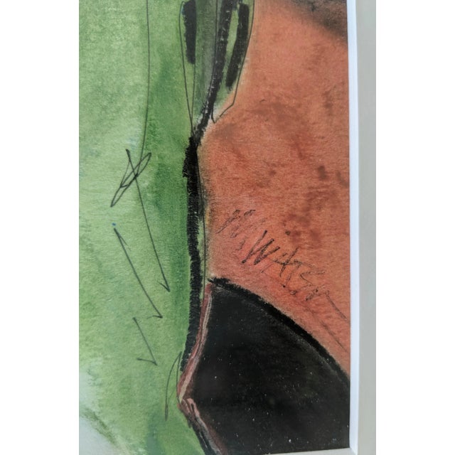 Paper Original Nude Woman Figural Painting "From the Back" Signed by the Artist and Framed For Sale - Image 7 of 11