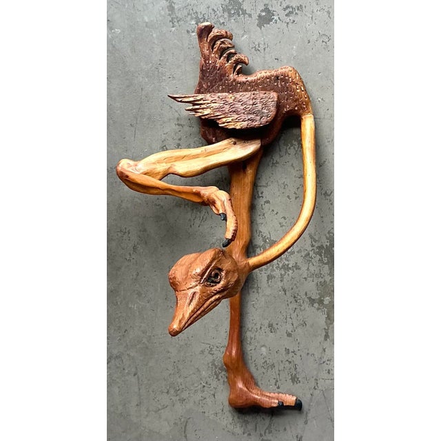 Rustic Vintage Boho Hand Carved Ostrich - A Pair For Sale - Image 3 of 9