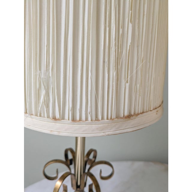 Gold Vintage Marble & Hobnail Glass Vanity Table Lamps, a Pair For Sale - Image 8 of 9