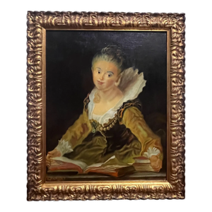 Mid-Century French Oil Painting in the Style of Jean-Honoré Fragonard