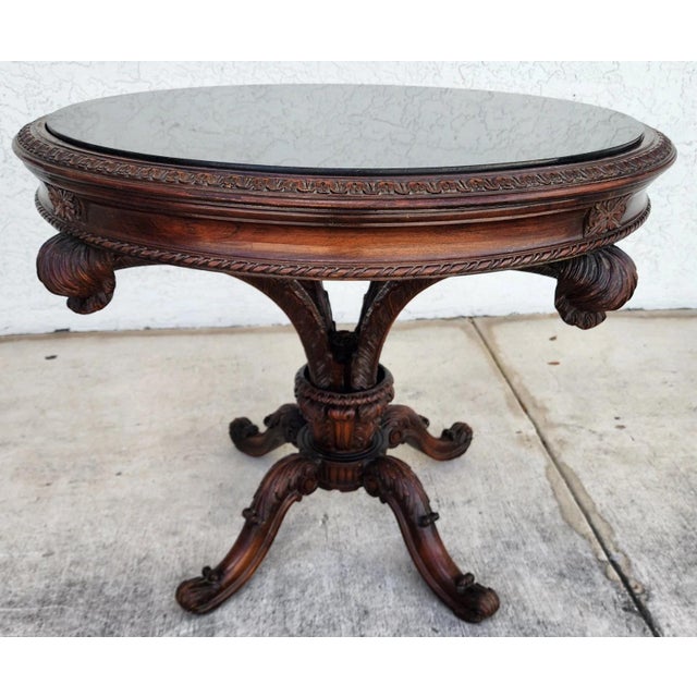 19th Century Empire Revival Center Table Carved Mahogany With Granite Top For Sale - Image 10 of 12