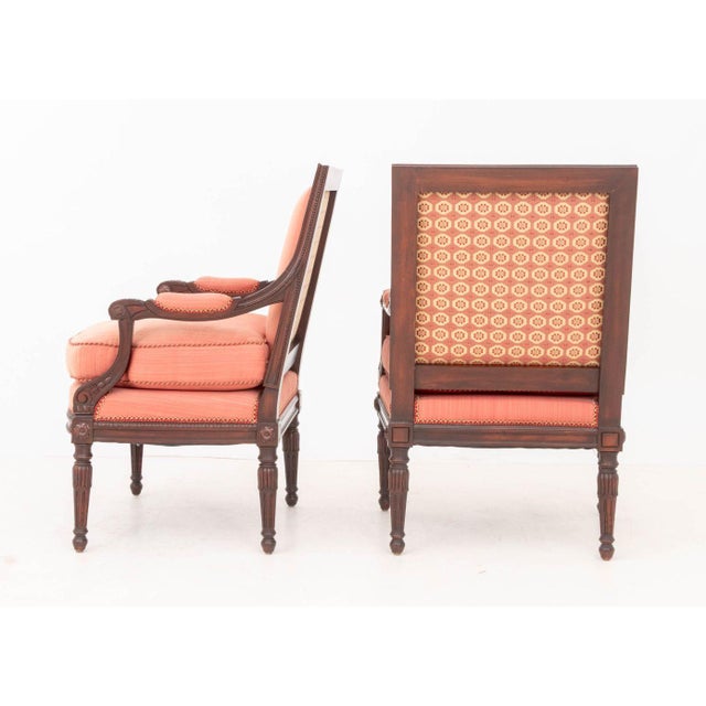 Louis XVI Style Stained Mahogany Armchairs, Pair For Sale In New York - Image 6 of 7