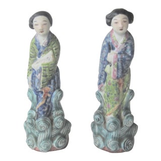Antique Chinese Porcelain Statutes A Pair For Sale