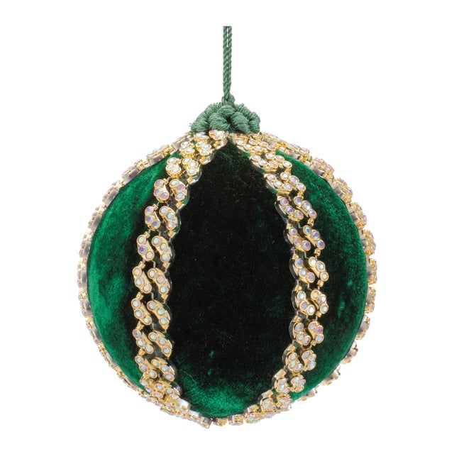 Kenneth Ludwig Chicago Shimmer Ball Ornaments (Set of 4)  3" & 4" Plastic/Polyester Christmas Decorations For Sale - Image 4 of 6