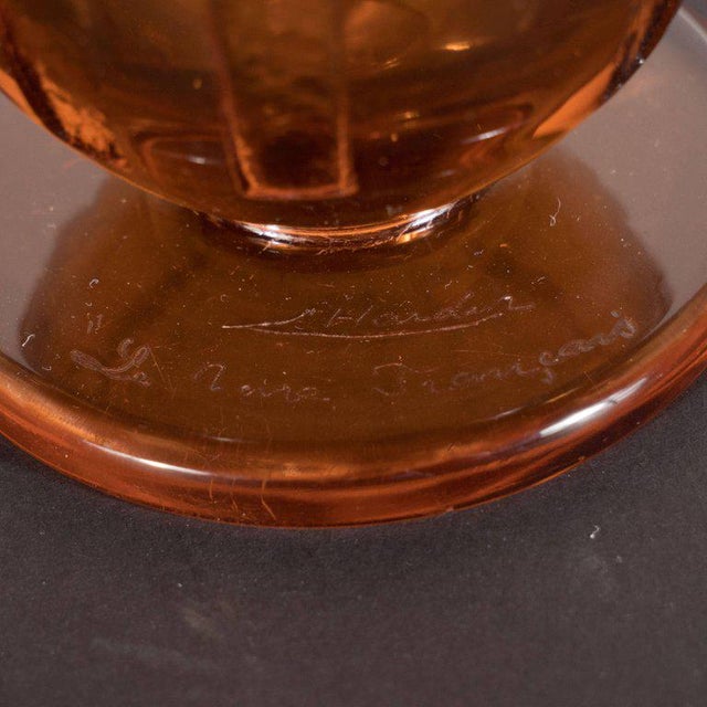 Amber Art Deco Vase in Translucent Cognac with Cubist Geometric Patterns For Sale - Image 8 of 9