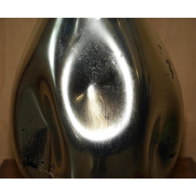 Large Vintage Sculptural Table Lamp in Foxed Mirrored Glass For Sale - Image 5 of 18