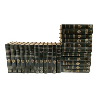 1969 Complete Set of 24 Harvard Classics Green Leatherbound Books For Sale