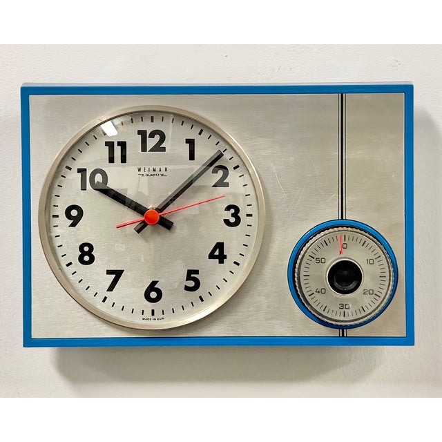 Glass Vintage East German Kitchen Wall Clock from Weimar, 1970s For Sale - Image 7 of 18