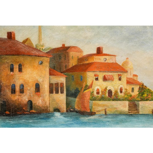 Late 19th Century Colorful Mediterranean Coast Landscape Antique Oil Painting Home Wall Decor Grand Tour Travel For Sale - Image 5 of 11