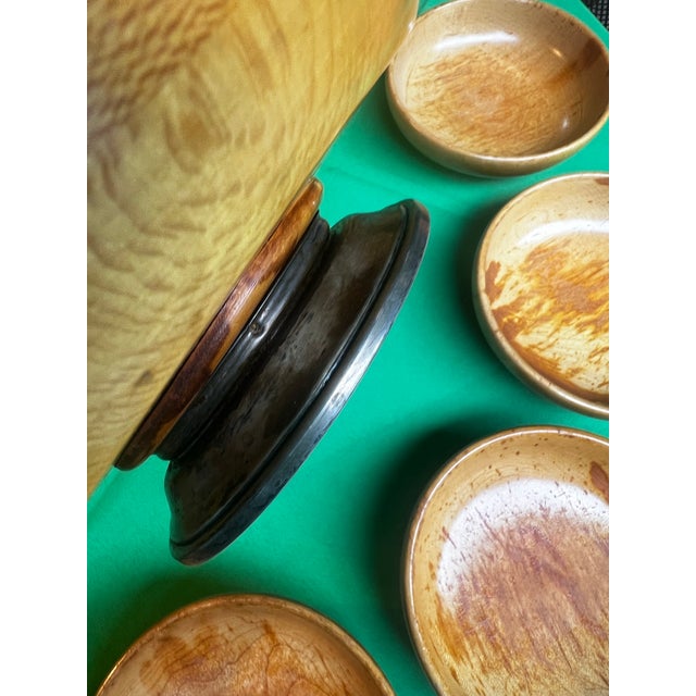 1970s Collection of Stamped Sterling Silver Pedestal Wooden Bowl With Serving Dishes - Set of 12 For Sale In Atlanta - Image 6 of 12