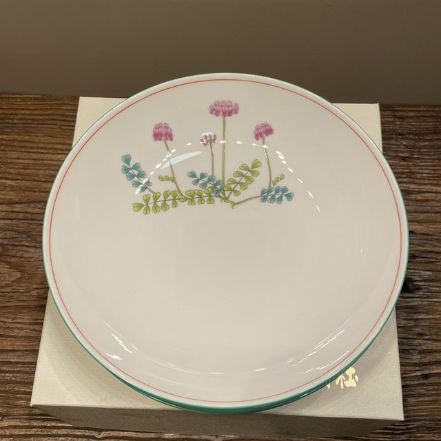 Minimalism Retro Painted Floral Porcelain Plate - Set of 5 For Sale In Los Angeles - Image 6 of 7