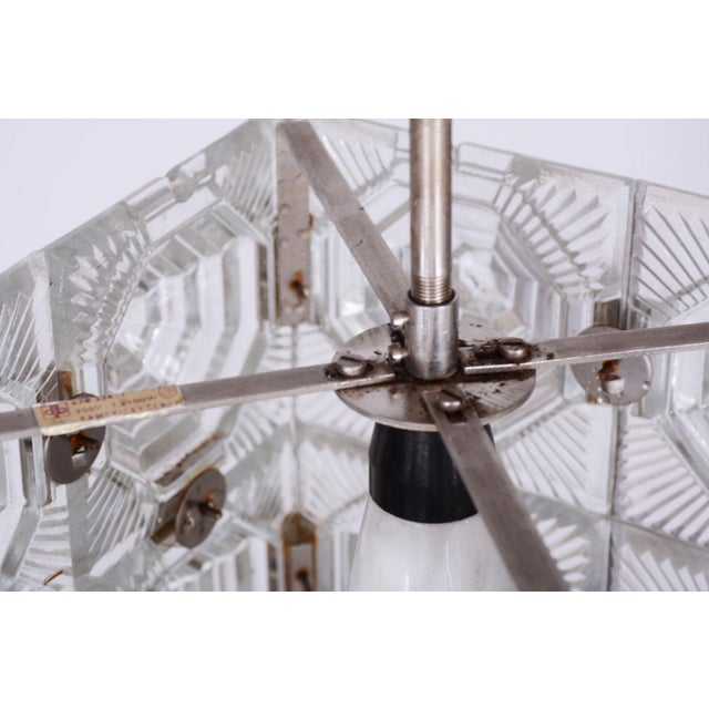 Metal Mid-Century Chandelier in Chrome and Glass by Kamenický Šenov, Czech, 1960s For Sale - Image 7 of 10