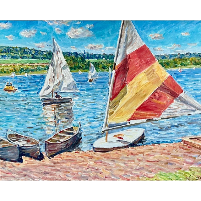 Edmund Jordan (American / Pennsylvania, 20th century) colorful impressionist oil painting on board of colorful sunfish...