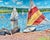 Edmund Jordan (American / Pennsylvania, 20th century) colorful impressionist oil painting on board of colorful sunfish...