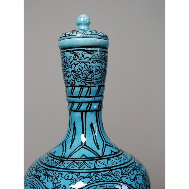 Vintage Vase in Painted Turquoise, 1950s For Sale - Image 4 of 17