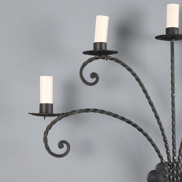 Italian Wall Lamp with Iron Decorations For Sale - Image 3 of 9