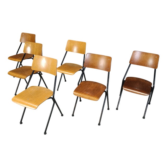 Vintage Postmodern Plywood Dining Chairs, 1970s, Set of 6 For Sale