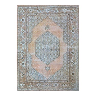 Large Brown Antique Persian Tabriz Rug For Sale