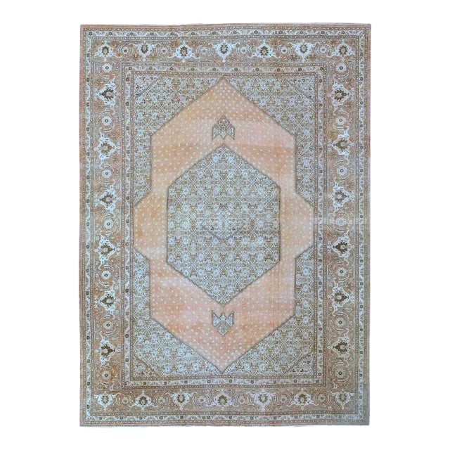 Large Brown Antique Persian Tabriz Rug - 11'8" x 16'4" For Sale