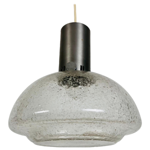 Brass and Ice Glass Pendant Lamp from Doria Leuchten, 1960s