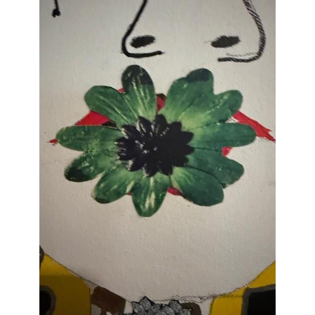 "Nina" This Original Acrylic and Collage Character Portrait by Susan Cohen For Sale - Image 4 of 6