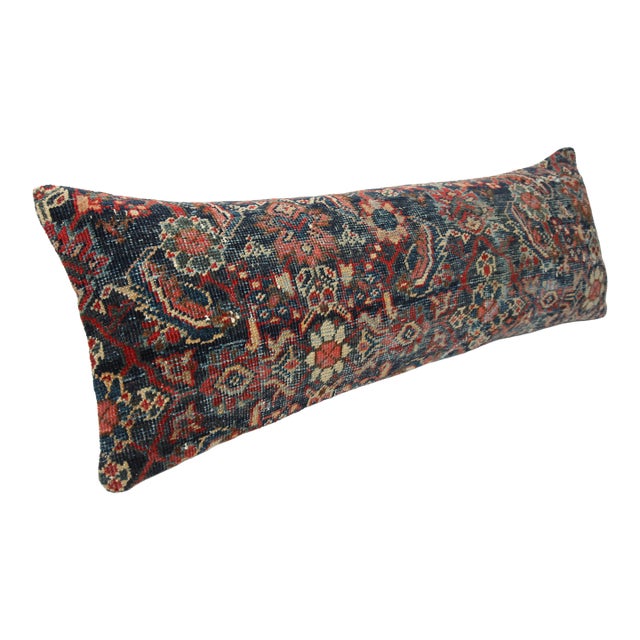 Authentic Persian Rug Cushion Cover – Hand Knotted Wool on Cotton Pillow Case -14'' X 42'' For Sale
