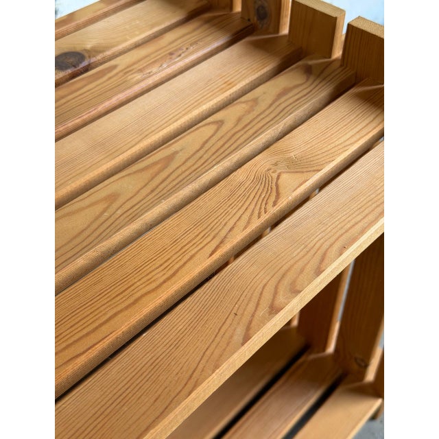 Pine Slatted Open Cube Storage Side Table Swedish Mid-Century Modern 1970s For Sale - Image 10 of 12
