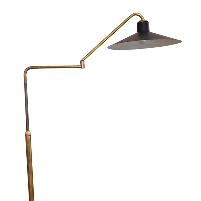 Mid-Century Modern Mid-Century Modern Italian Adjustable Floor Lamp with Original Black Metal Shade, 1960s For Sale - Image 3 of 5