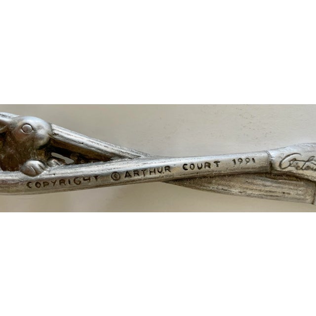 1990s Arthur Court Calla Flowers & Rabbits Salad Servers For Sale - Image 5 of 7