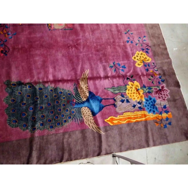 1920s 1920s Antique Handmade Art Deco Chinese Rug For Sale - Image 5 of 8