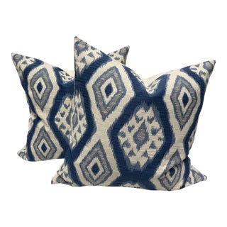 Thom Filicia Home Collection the Rigi Ink Pattern Pillows, Pair For Sale
