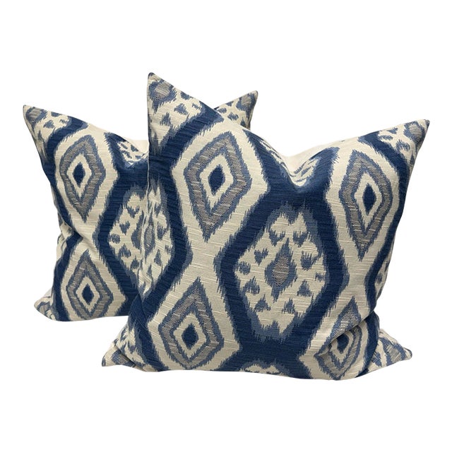 Thom Filicia Home Collection the Rigi Ink Pattern Pillows, Pair For Sale