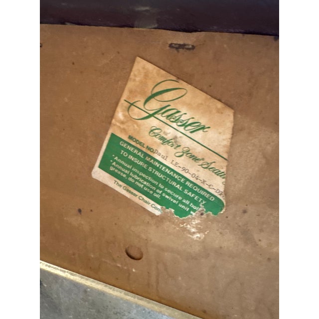 Vintage Industrial Gasser Chair Co. Rolling Settee in Burgundy Faux Leather For Sale - Image 11 of 12